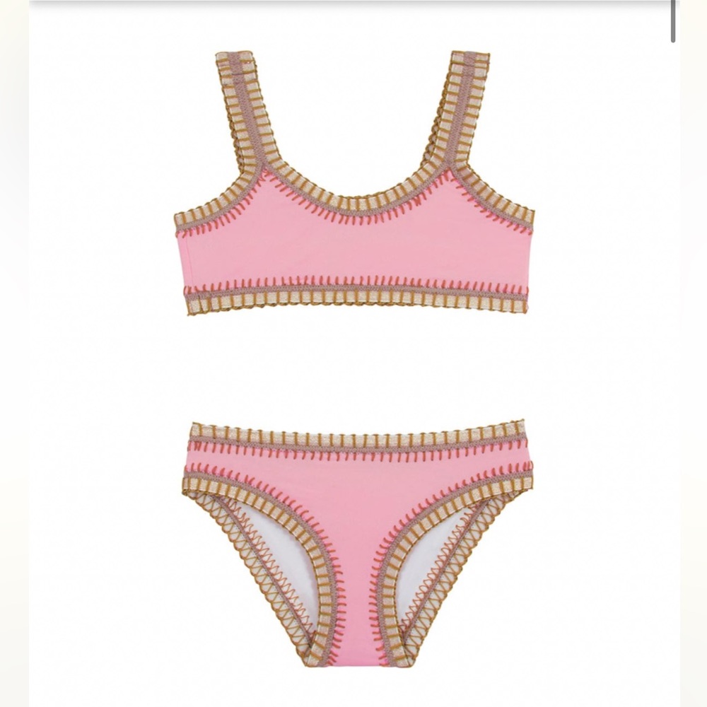 Girls PQ Swim pink and gold bikini, Size 14